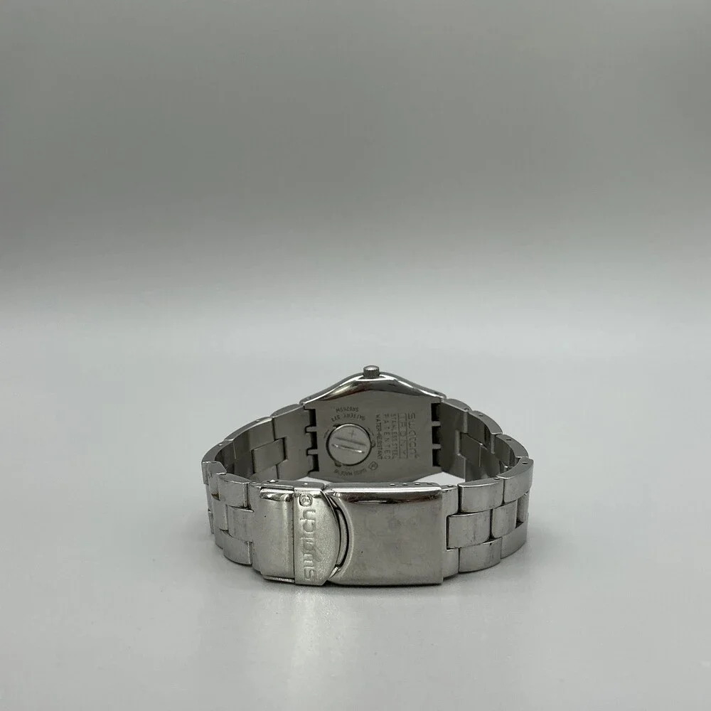 Swatch Irony Medium Ciel Clair Violet Womens Watch 33mm Steel New Battery 8.25